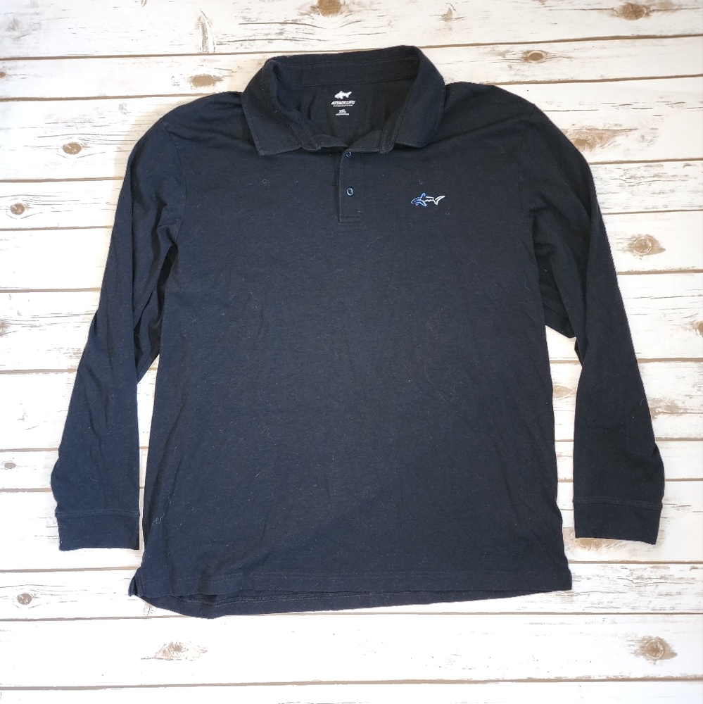 Attack Life Greg Norman Mens Polo Shirt Black RapiDry Long Sleeve XXL